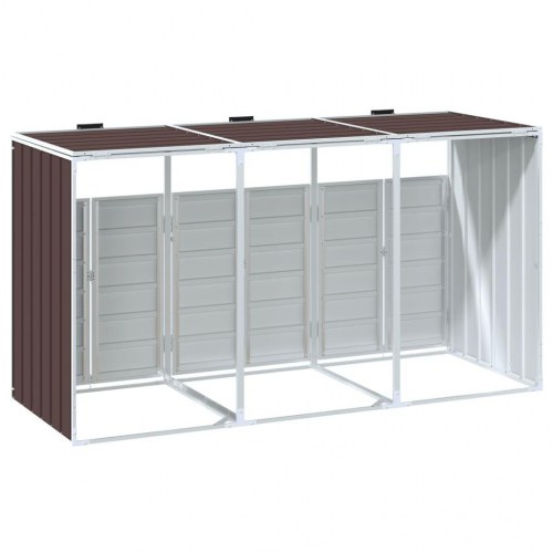 Skraldespandsskjuler 3 rum 216 x 81 x 115 cm - brun