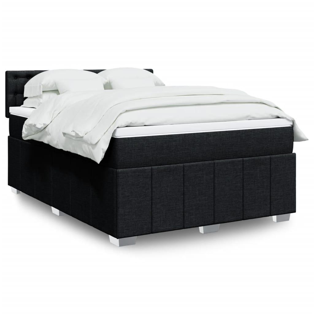 Kontinentalseng Med Madras Stof Sort - knapper / 160 x 200 cm