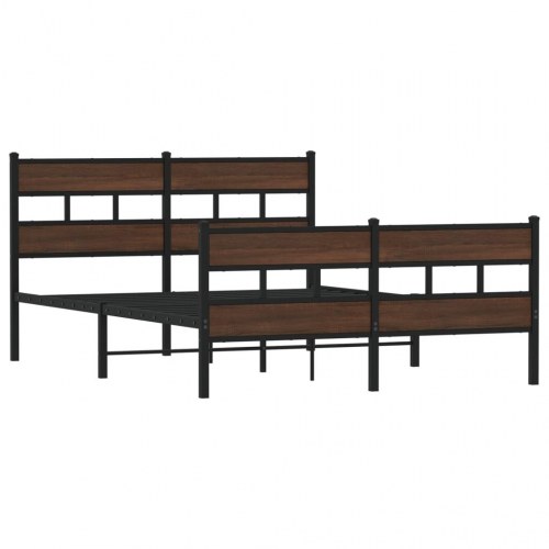 Sengeramme med sengegavl 137 x 190 cm - brun egetræ