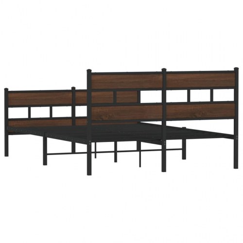 Sengeramme med sengegavl 137 x 190 cm - brun egetræ