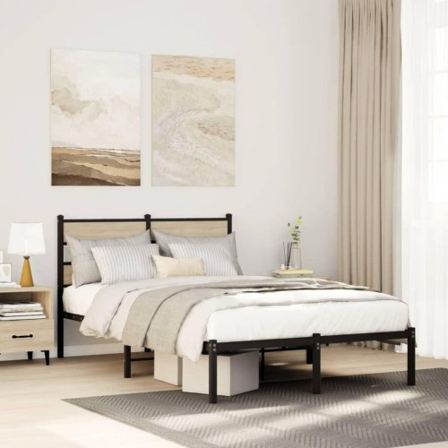 Sengeramme 120 x 200 cm med lamelbund - sort/sonoma-eg
