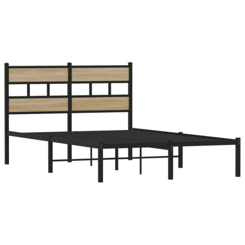 Sengeramme 120 x 200 cm med lamelbund - sort/sonoma-eg