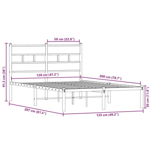 Sengeramme 120 x 200 cm med lamelbund - sort/sonoma-eg