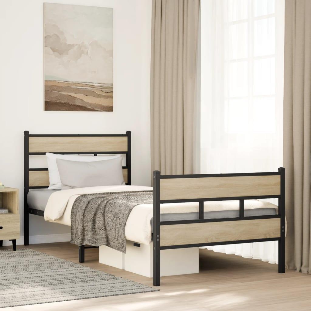 Sengeramme Uden Madras Metal Sonoma-Eg - med hovedgærde og fodgærde / 107 x 203 cm