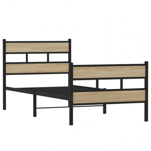 Sengeramme 107 x 203 cm i metal - sort/sonoma-eg