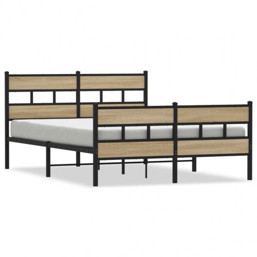 Sengeramme 140 x 200 cm i metal - sort/sonoma-eg