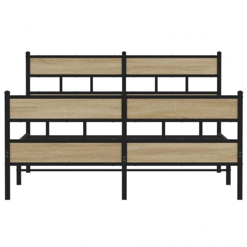 Sengeramme 140 x 200 cm i metal - sort/sonoma-eg