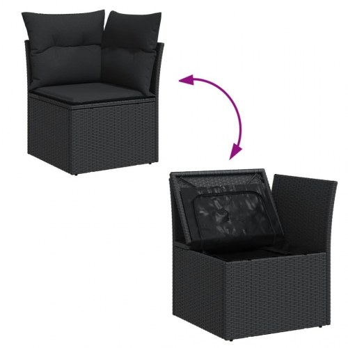 Sofasæt til haven 7 dele med hynder polyrattan sort
