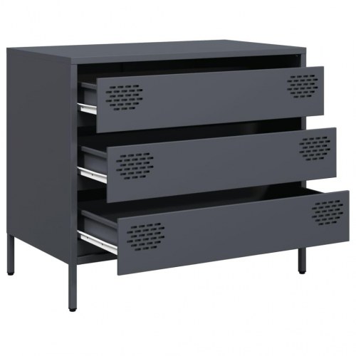 Skab med 3 skuffer 68 x 39 x 58,5 cm - antracitgrå