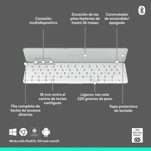 Tastatur Logitech Hvid QWERTY