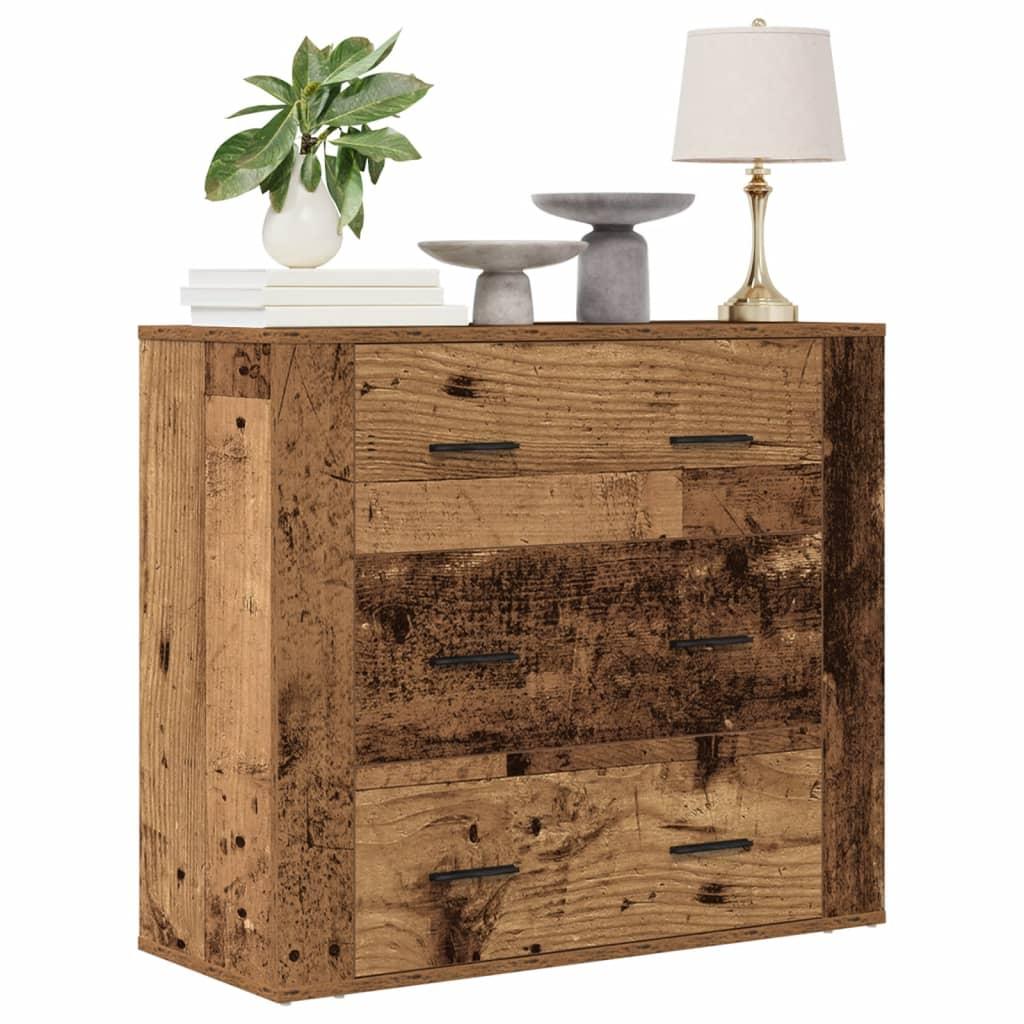 Skænk 80×33×70 cm i konstrueret træ - gammelt træ-look