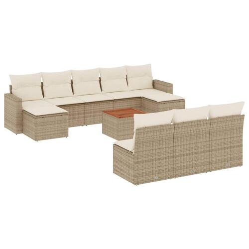 Sofasæt til haven 11 dele med hynder polyrattan beige