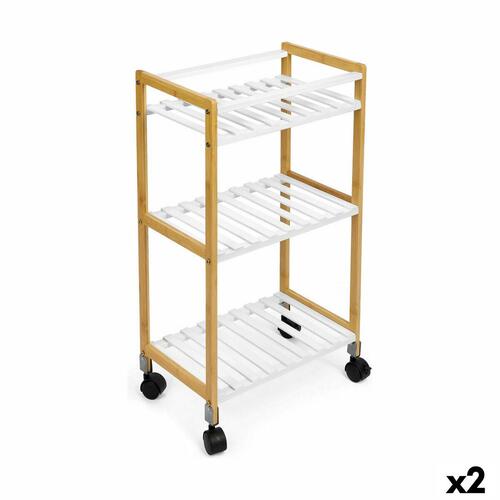 Rullebord Confortime Hvid Bambus 40 x 25 x 70 cm (2 enheder)