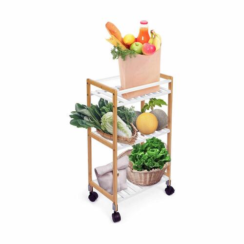 Rullebord Confortime Hvid Bambus 40 x 25 x 70 cm (2 enheder)