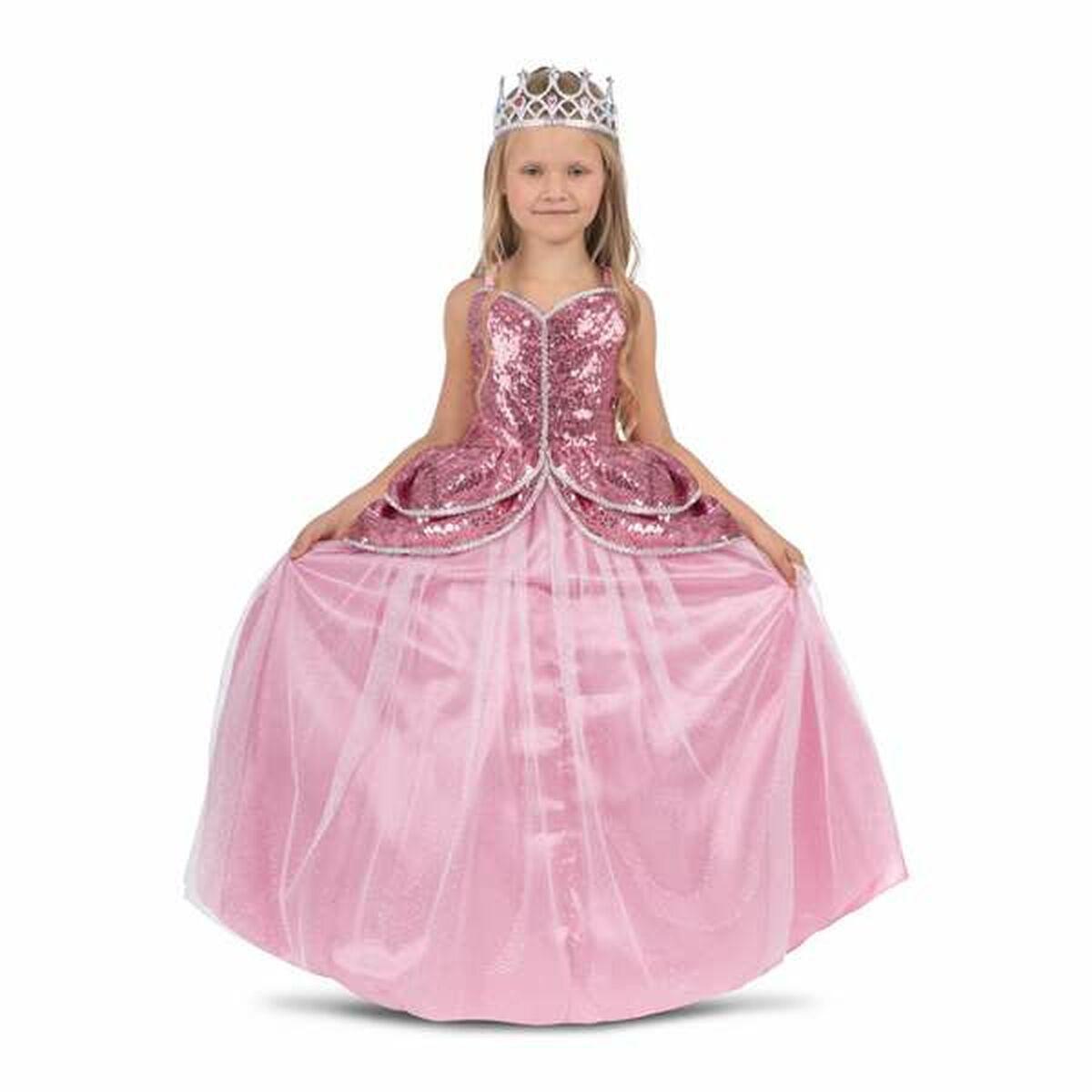 Prinsessekostume til børn - pink kjole med tiara (7-9 år)