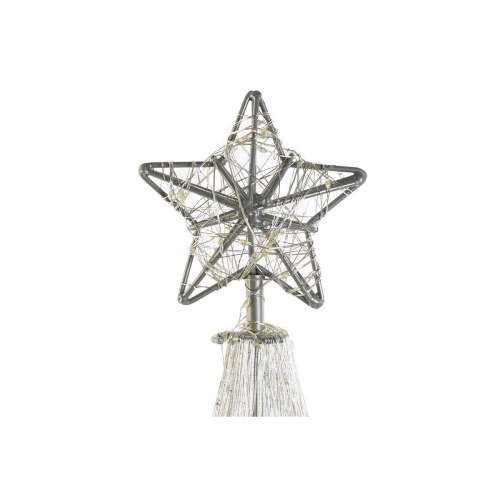 Juletræ med LED - sølvfarvet metal, 25 × 25 × 60 cm