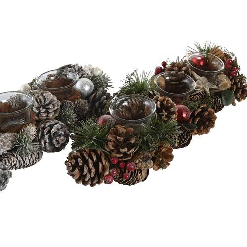 Julelys Holder Hvid Rød Grøn Krystal 38 x 13 x 8,5 cm (2 enheder)