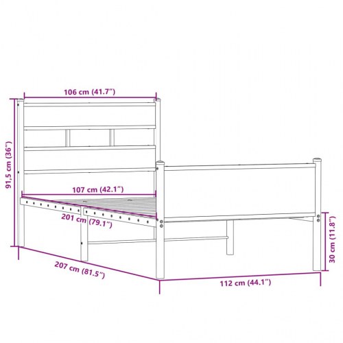 Sengeramme 107 x 203 cm uden madras - sonoma-eg