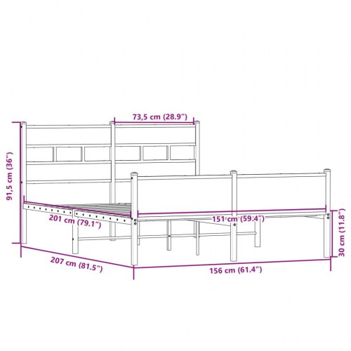 Sengeramme 150 x 200 cm uden madras - sonoma-eg