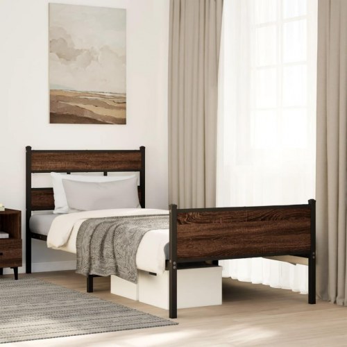 Sengeramme 75x190 cm uden madras - brun egetræ