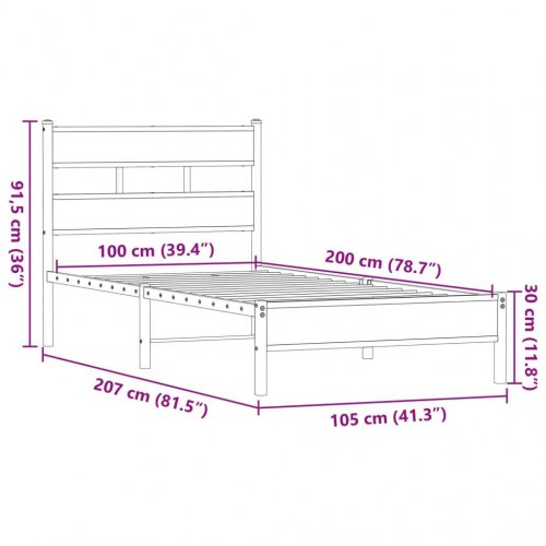 Sengeramme 100x200 cm uden madras konstrueret træ brunt eg