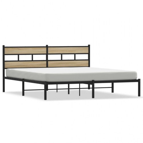 Sengeramme 183 x 213 cm med lamelbund - sort/sonoma-eg