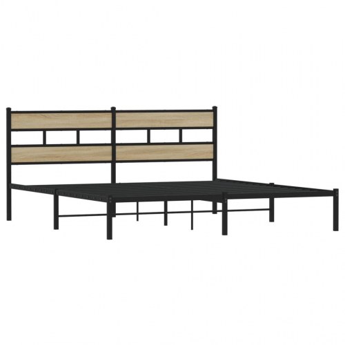 Sengeramme 183 x 213 cm med lamelbund - sort/sonoma-eg