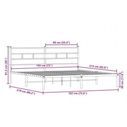 Sengeramme 183 x 213 cm med lamelbund - sort/sonoma-eg