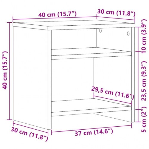 Sengebord 40 x 30 x 40 cm i konstrueret træ