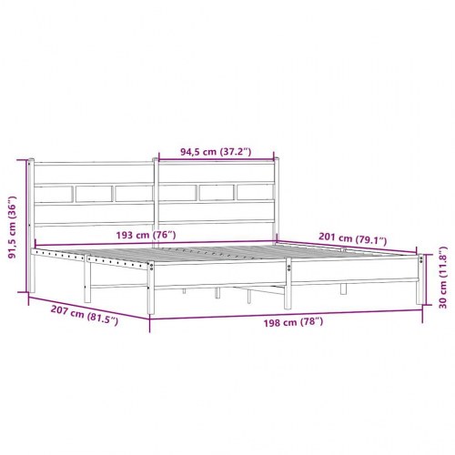 Sengeramme 193x203 cm uden madras - sonoma-eg