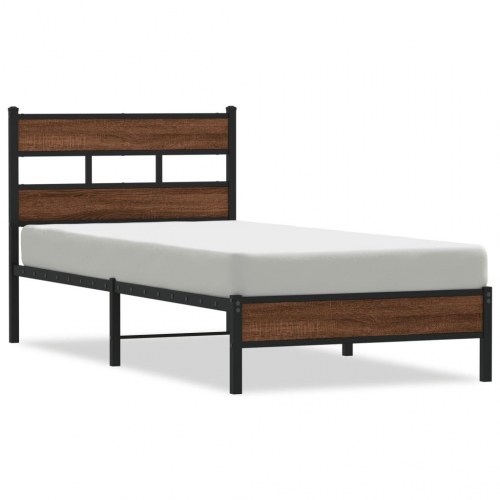 Sengeramme 107 x 203 cm med sengegavl - brun egetræ