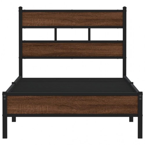 Sengeramme 107 x 203 cm med sengegavl - brun egetræ