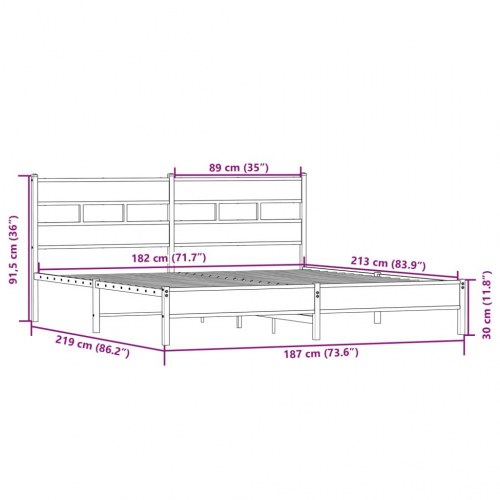Sengeramme i metal 183 x 213 cm - sonoma-eg