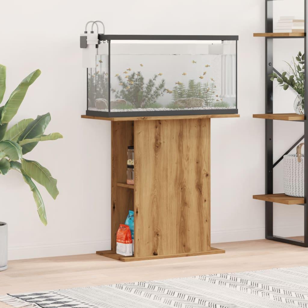 akvariestativ håndlavet eg 36x75x72,5 cm konstrueret træ