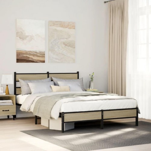 Sengeramme 140 x 190 cm med sengegavl - sonoma-eg