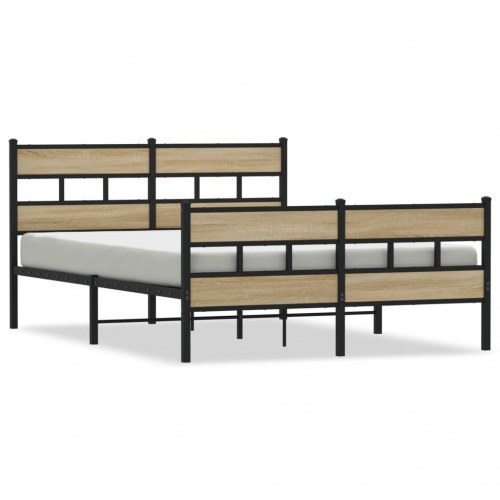 Sengeramme 135 x 190 cm med lamelbund - sort/sonoma-eg
