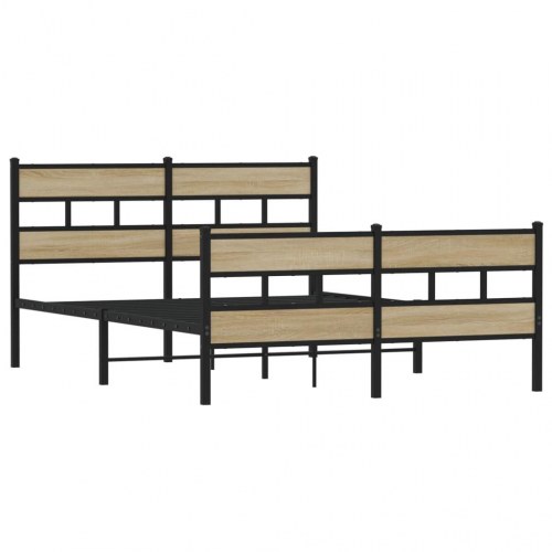 Sengeramme 135 x 190 cm med lamelbund - sort/sonoma-eg