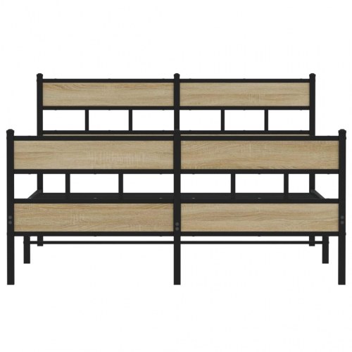 Sengeramme 135 x 190 cm med lamelbund - sort/sonoma-eg