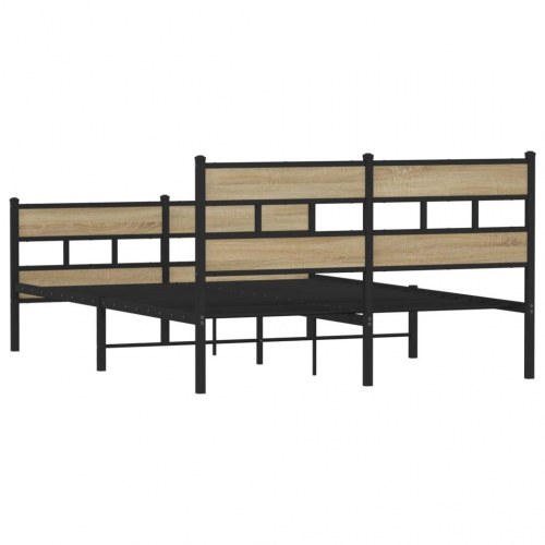 Sengeramme 135 x 190 cm med lamelbund - sort/sonoma-eg