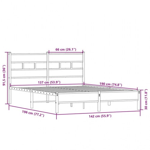 Sengeramme 137 x 190 cm i sonoma-eg uden madras