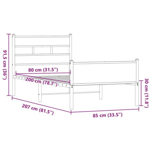Sengeramme 80 x 200 cm uden madras - brun egetræ