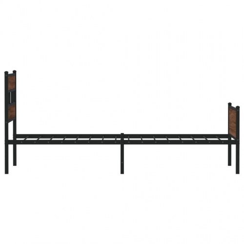 Sengeramme 90 x 200 cm i stål og konstrueret træ - brunt egetræ