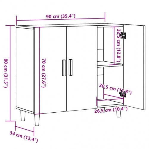 Skænk 90 x 34 x 80 cm - antikt træ