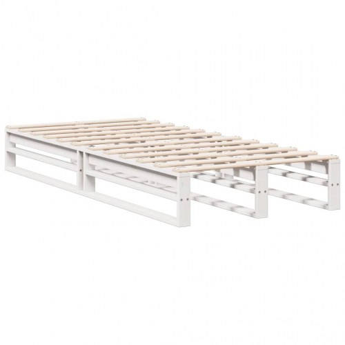 Seng med bogreol 90 x 190 cm i massivt fyrretræ - hvid