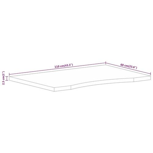 Bordplade med kurvet form 110x60x2,5 cm ru massivt mangotræ
