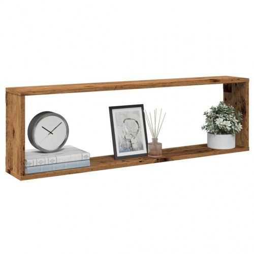 Væghylder 4 stk. 100×15×30 cm - kubeformet i antikt trælook
