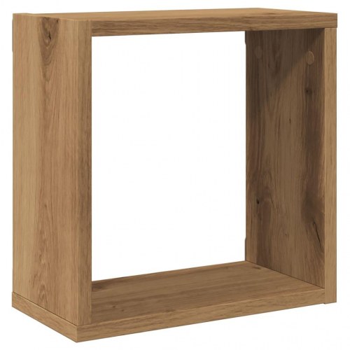 Væghylder 6 stk. kubeformet i konstrueret træ 30 x 15 x 30 cm - kunsteg