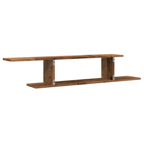 Væghængt tv-hylde 125×18×23 cm i konstrueret træ - antikt trælook