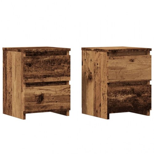 Sengeborde 2 stk. 30 x 30 x 40 cm - antikt trælook