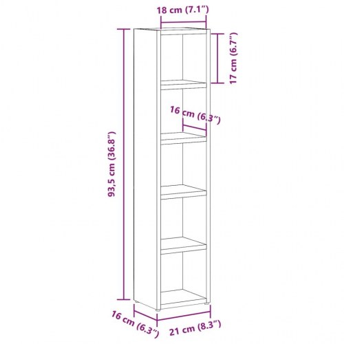 Smalle reoler 2 stk. - 21×16×93,5 cm i konstrueret træ, kunsteg